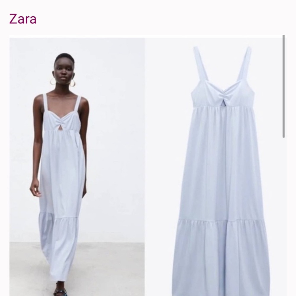 ZARA pale blue cut out maxi dress, size Medium - Picture 3 of 7